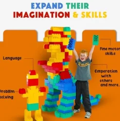 BiggoBlocks Jumbo Building Blocks Set 192 pcs Red, Blue, Green, Yellow