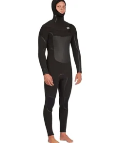 Billabong Mens 5/4mm Absolute Plus Chest Zip Hooded Fullsuit Wetsuits Black 23