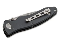 Böker Tirpitz Damascus Folding Knife 3-7/8″ Straight Edge Blade Brown