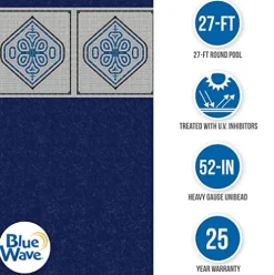 Blue Wave Heavy Gauge Steel Wall Pool Liner 27-FT Mangalore Mosaic