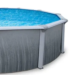 Blue Wave Martinique 15-Ft Round 52-Inch Deep Metal Wall Pool Package Metallic