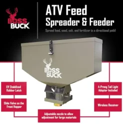 Boss Buck ATV Spreader with Adjustable Flow Rate & 4 Prong Tail Light Adapter, 2 Pack