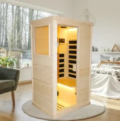 Brisca 1-Person Indoor Sauna Glass Door Bluetooth Natural