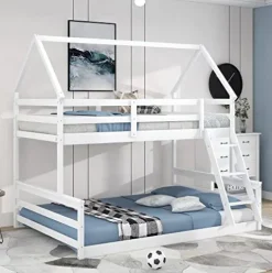 Brisca Twin Over Full Bunk Bed with Built-in Ladder White