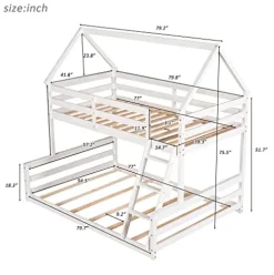 Brisca Twin Over Full Bunk Bed with Built-in Ladder White