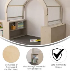 Classroom Essentials Wooden Quiet Corner Reading Nook with Storage Beech