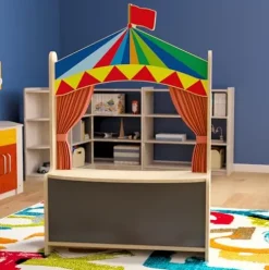 Classroom Essentials Wooden Puppet Theater with Chalkboard Beech