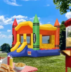 Cloud 9 Commercial Grade Crayon Castle Bounce House with Blower Multicolor