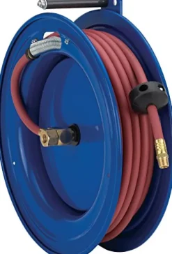 COXREELS SL17-H325 Spring Rewind Hose Reel 3/8″ I.D. 25′ Hose 4000 PSI Left Mount Blue
