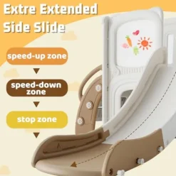CUAUC 5-in-1 Toddler Slide and Swing Set with Drawing Whiteboard Coffee