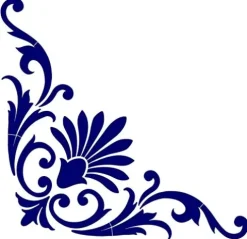 Custom Mosaics, Inc. Baroque Corner Scroll Porcelain Pool Mosaic 60″x45″ Blue