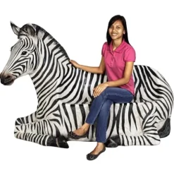 Design Toscano African Striped Zebra Photo-Op Sculptural Bench 68 Inch Black/White