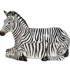 Design Toscano African Striped Zebra Photo-Op Sculptural Bench 68 Inch Black/White