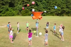 Discount Playground Supply 7 Foot Triple Shoot Children’s Basketball Game Inground Mount Outdoor Hoop Orange