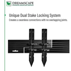 Dreamscape PRO Aluminum Landscape Edging – Easy Install Professional Border – 120ft Total – Black Anodized