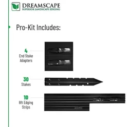 Dreamscape PRO Aluminum Landscape Edging – Easy Install Professional Border – 80ft Total – Black Anodized