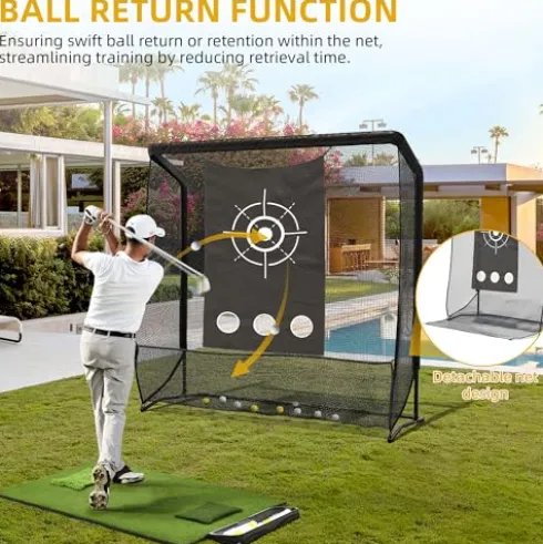 DWVO Golf Hitting Net with Steel Frame Black