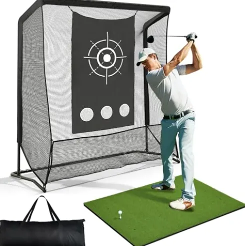 DWVO Golf Hitting Net with Steel Frame Black