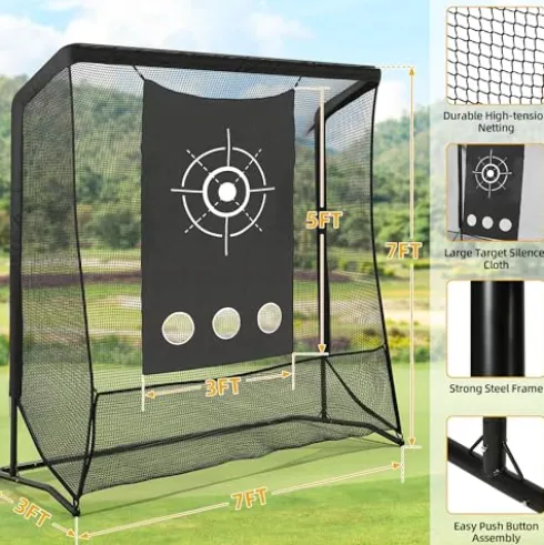 DWVO Golf Hitting Net with Steel Frame Black
