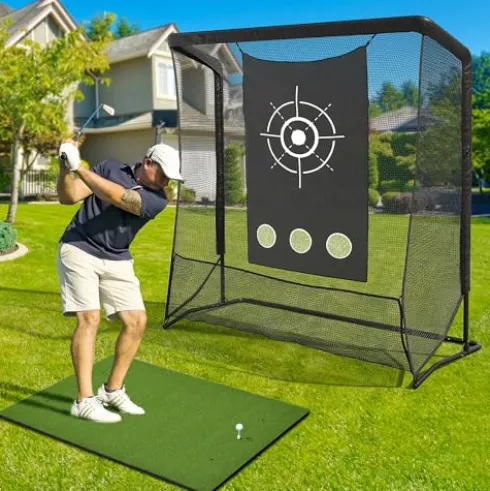 DWVO Golf Hitting Net with Steel Frame Black