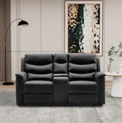Eafurn 2-Piece Reclining Sectional Sofa Set Black