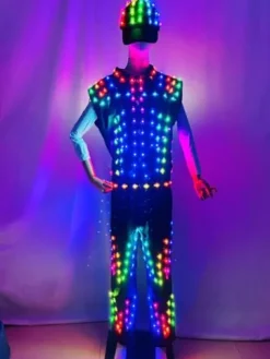 Earthradius LED Robot Costume Luminous Stage Dress Medium Black