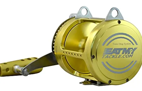 EAT MY TACKLE 50 Wide 2 Speed Fishing Reel with 160-200 Pound Tournament Rod