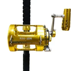 EAT MY TACKLE 50 Wide 2 Speed Fishing Reel with 160-200 Pound Tournament Rod