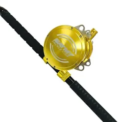 EAT MY TACKLE 80 Wide 2 Speed Fishing Reel with Blue/Black Tournament Edition Rod