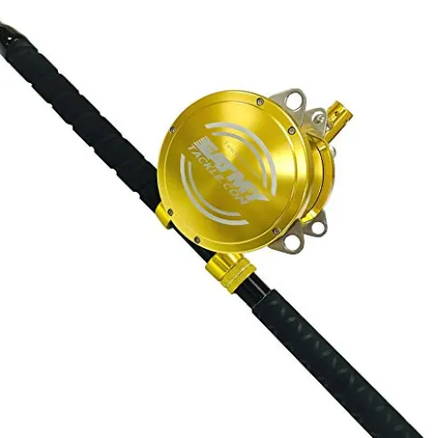 EAT MY TACKLE 80 Wide 2 Speed Fishing Reel with Blue/Black Tournament Edition Rod