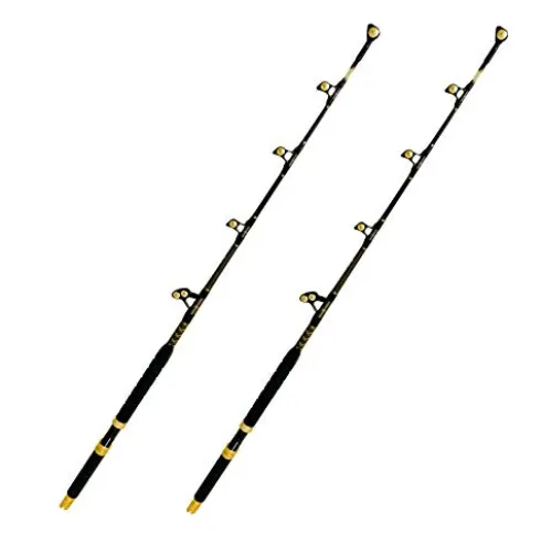 EAT MY TACKLE 80 Wide 2 Speed Trolling Fishing Reels and Rods Set Black and Gold
