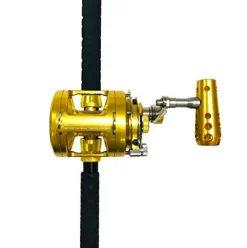 EAT MY TACKLE 30 Wide 2 Speed Fishing Reels on 30-50 Pound Tournament Rods Gold (2 Pack)