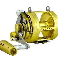 EAT MY TACKLE 30 Wide 2 Speed Fishing Reels on 30-50 Pound Tournament Rods Gold (2 Pack)