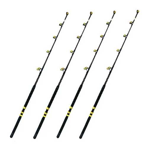 EAT MY TACKLE 80 Wide 2 Speed Fishing Reels on 130-160 lb Blue Marlin Rods (4 Pack) Black
