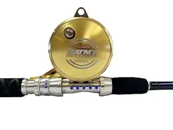 EAT MY TACKLE Amberjack Jigging Rod and Reel Combo Black Blue Gold