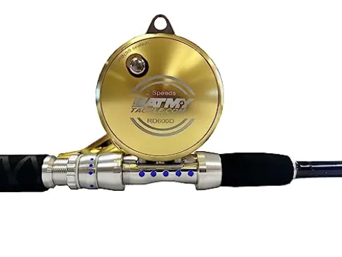 EAT MY TACKLE Amberjack Jigging Rod and Reel Combo Black Blue Gold