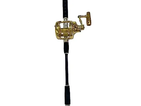 EAT MY TACKLE Amberjack Jigging Rod and Reel Combo Black Blue Gold
