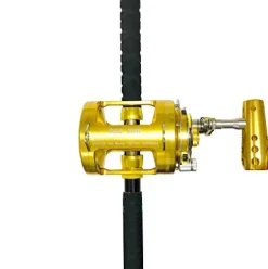 EAT MY TACKLE 50W 2-Speed Reels on 100-120 lb. Tournament Rods 4 Pack Yellow/Gold