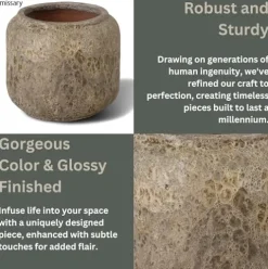 Emissary 23.5in Round Stoneware Planter Reef Green