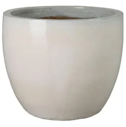 Emissary 28in White Stoneware Round Planter