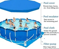 FFCJJDS Outdoor Frame Swimming Pool with Rainproof Dust Covers