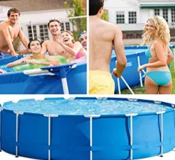 FFCJJDS Outdoor Frame Swimming Pool with Rainproof Dust Covers