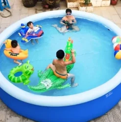 FFCJJDS Oversized Above Ground Inflatable Swimming Pool 15x4ft Blue