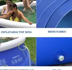 FFCJJDS Oversized Above Ground Inflatable Swimming Pool 15x4ft Blue