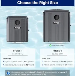 FibroPool FH285-i Swimming Pool Heat Pump 85,000 BTU Black