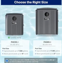 FibroPool Swimming Pool Heat Pump Full Inverter FH235 35,000 BTU Black