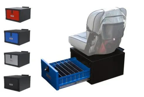 Fish Fighter Guide Series Boat Seat Box with Slide Out Drawer Silver