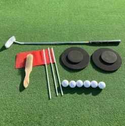 FixtureDisplays Golf Putting Green Mat Set Artificial Turf with Golf Balls and Putter 20 X 10