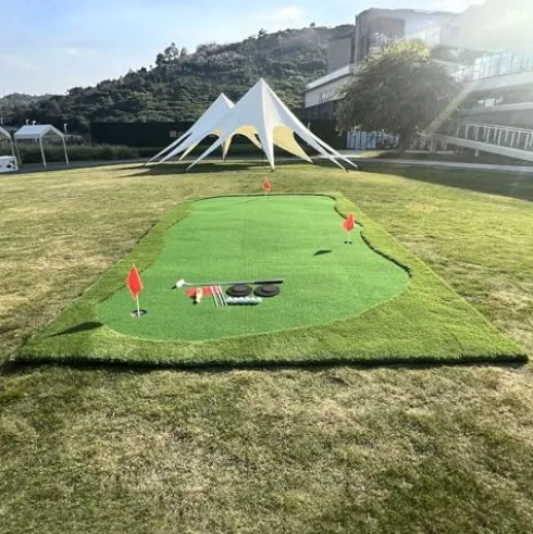 FixtureDisplays Golf Putting Green Mat Set Artificial Turf with Golf Balls and Putter 20 X 10
