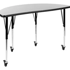 Flash Furniture Emmy Mobile Activity Table Set with Student Stack Chairs Grey